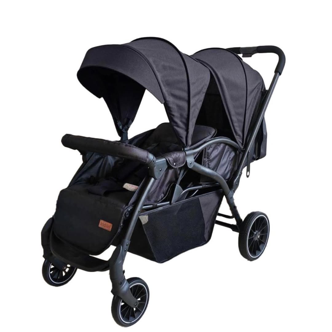 Easy Foldable Twin Stroller, Pram with Adjustable Leg Rest.