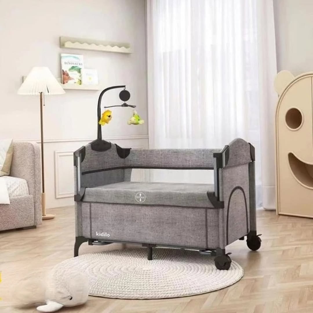 5 in 1 Baby Bassinet Bedside Sleeper, Lightweight Portable Baby Crib, Portable Baby Travel Playpen with Comfortable Mattress, Changing Table and Toys