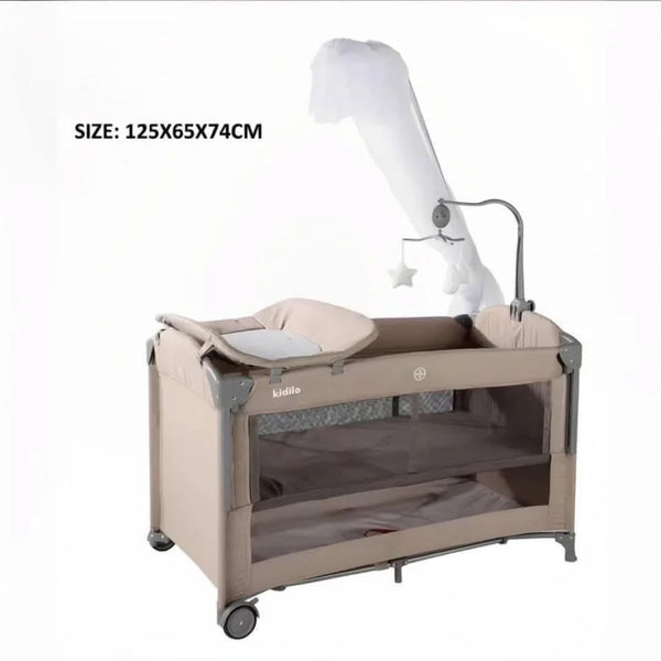 Fantastic-Kids-Toys Multifunctional Baby Bed Two Levels Sleep Side Opening Changing Table Rocking Mosquito Extra Large Hanging Toys Music Tank