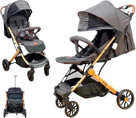 Stroller, AirTravel System Stroller, Foldable, Adjustable Canopy, Multiple Model, (K10) (Grey)