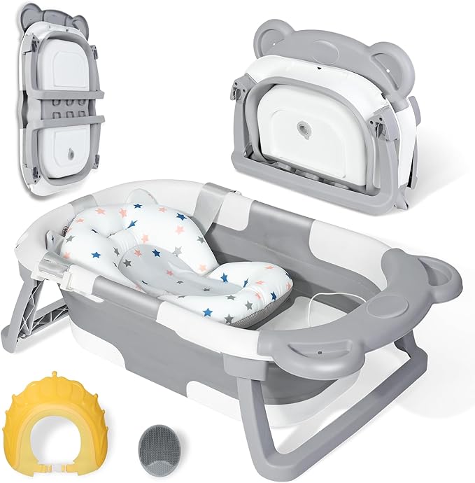 Sweet Baby Children Folding Tub with Temperature Gauge: Safe & Portable for Baby Baths