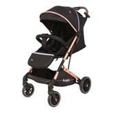 GOLD Baby Stroller with Golden Frame, Shock Absorbent, Easy Maneuver, 5-Point Safety Belts, with Spacious Basket - Black