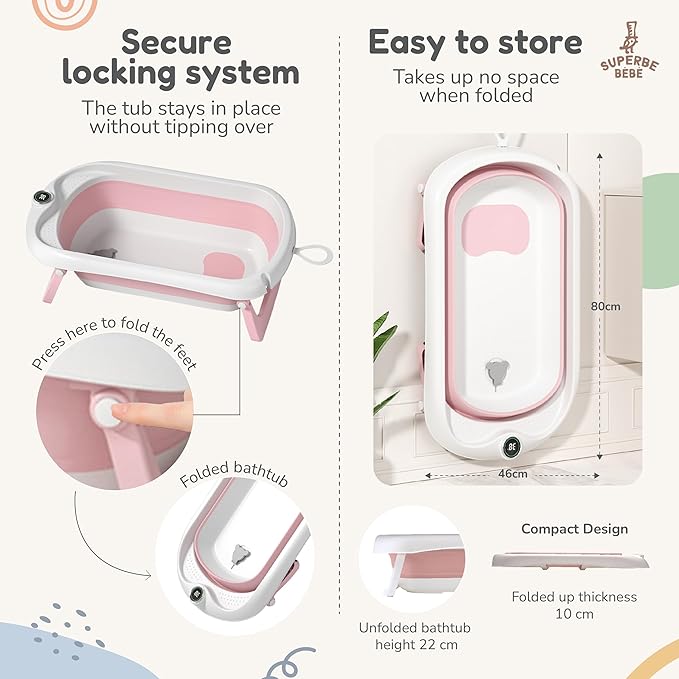 6+2 Temperature Bath Tub Set for Babies: Safe & Comfortable Bathing with Temperature Indicator