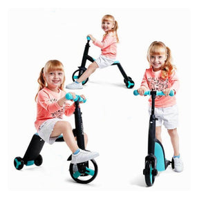 3 in 1 Kids Convertible Scooter.3 Wheel Scooter for Kids Kick Scooter with Anti-Slip Deck Kids Tricycle 3 in 1 Toddler Balance Bike Scooter Ride On Toys (Blue)