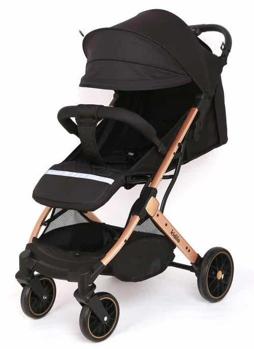 Black Stroller - Lightweight and Compact with One-Hand Folding Mechanism for Easy Travel