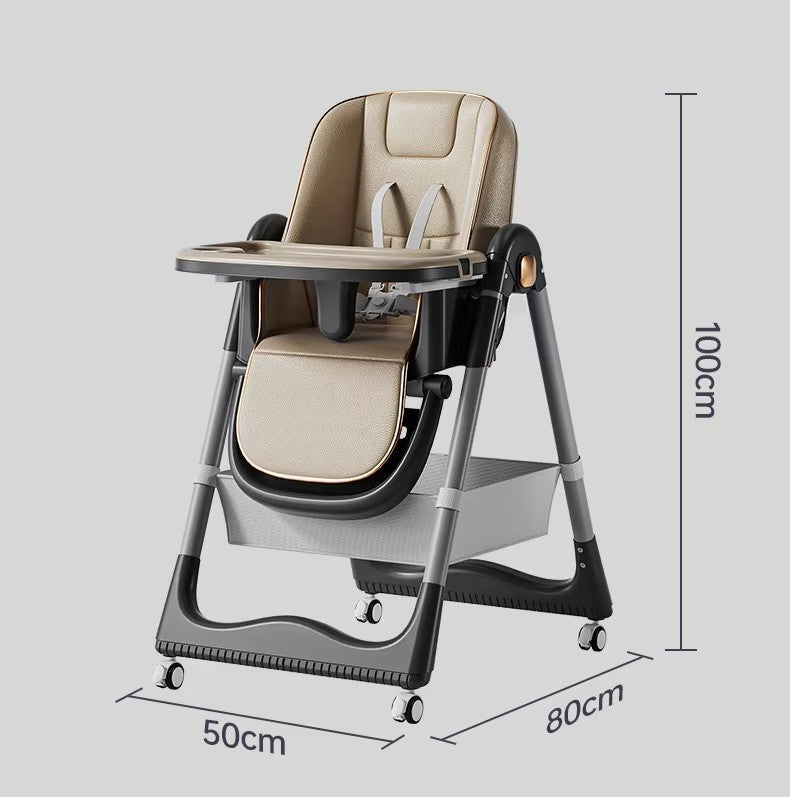 3 In 1 Baby Feeding High Chair With 8 Height Adjustable, Footrest, Tray, 160 Degree Recline, 5 Point Safety Belt And Wheels, 0 Months To 6 Years, Grey