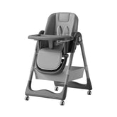 3 In 1 Baby Feeding High Chair With 8 Height Adjustable, Footrest, Tray, 160 Degree Recline, 5 Point Safety Belt And Wheels, 0 Months To 6 Years, Grey