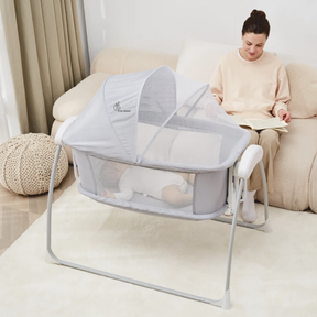 Music 4in1 Bedside Crib Sleeper Electric Baby Bassinet Swing Beside Sleeper Baby Cradle for Baby Easy to Assemble Bassinet for Newborn/Infant